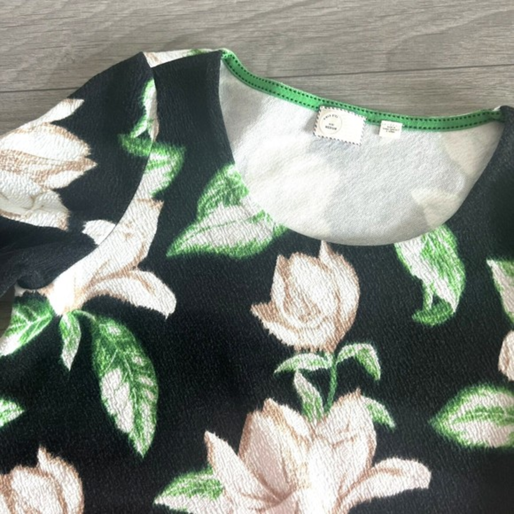 Anthropologie 9-H15 STCL Kobus Magnolia Floral Zipper Boxy Crop Shirt Medium